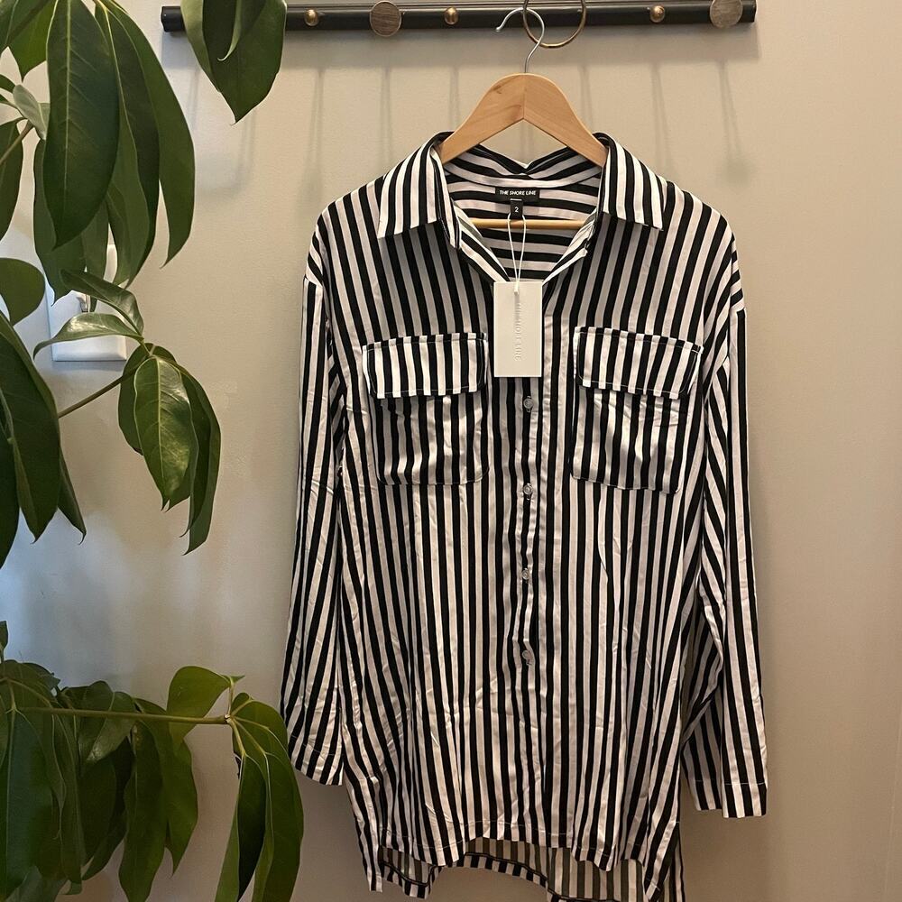 Black & White Vertical Stripe Button-Down Shirt